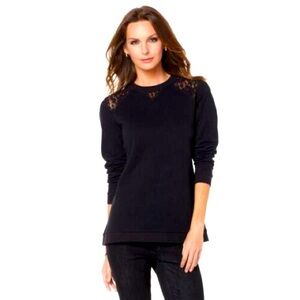 Theory Tommie LC Evian Stretch Crew Medium Lace Black